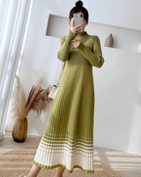 Loose half high collar sweater dress lazy dress