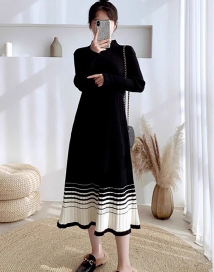 Loose half high collar sweater dress lazy dress