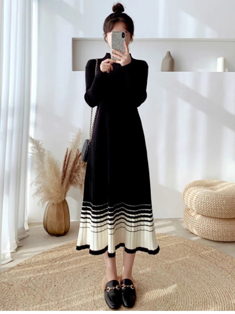 Loose half high collar sweater dress lazy dress