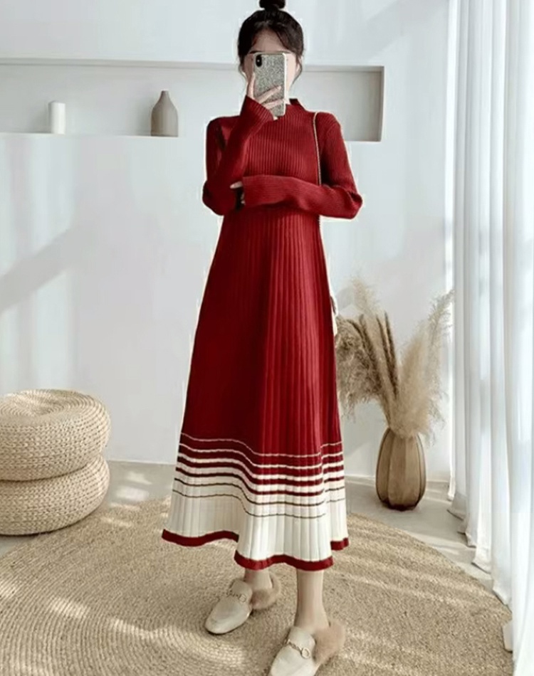 Loose half high collar sweater dress lazy dress