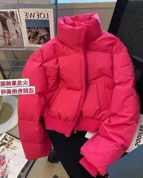 All-match bread clothing rose-red cotton coat for women