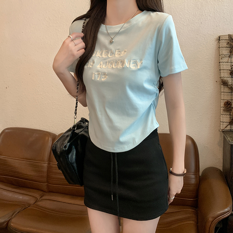 Round neck Korean style tops short short sleeve T-shirt