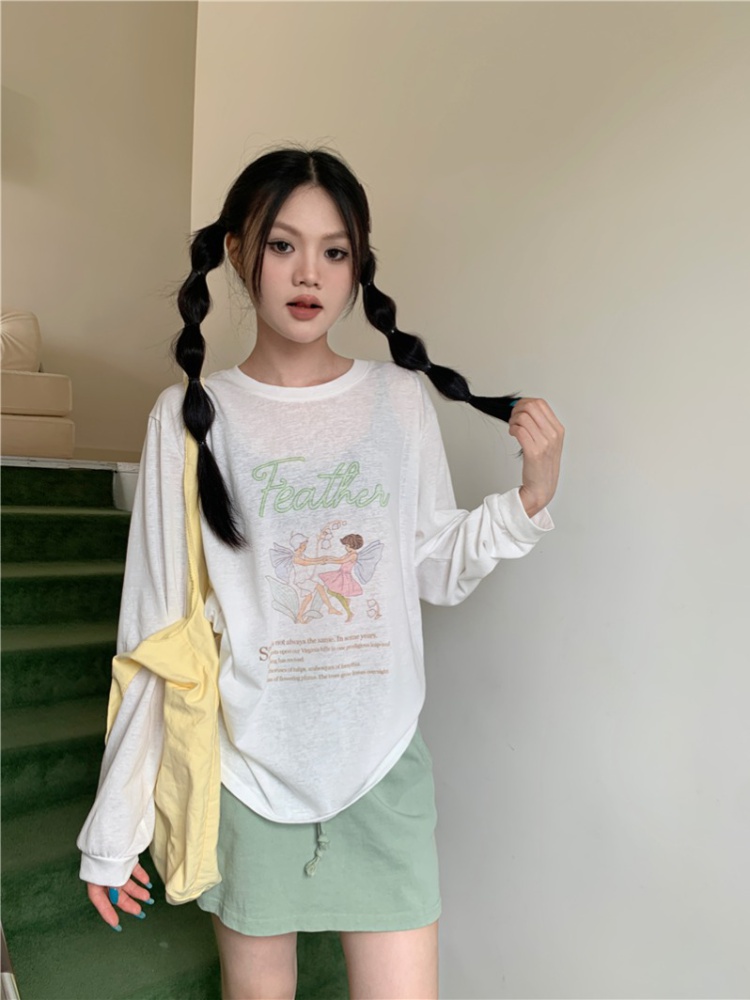 Cartoon Casual lovely long sleeve all-match T-shirt