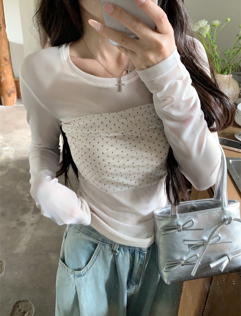 Double slim small shirt summer gauze tops for women