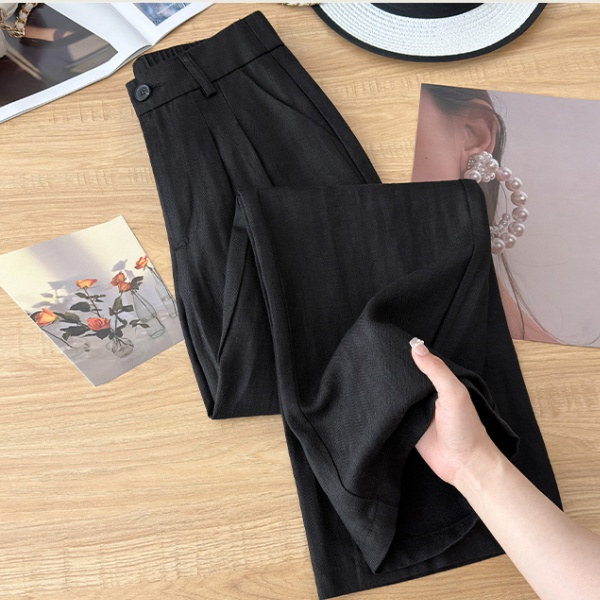 Straight pants wide leg pants flax long pants for women