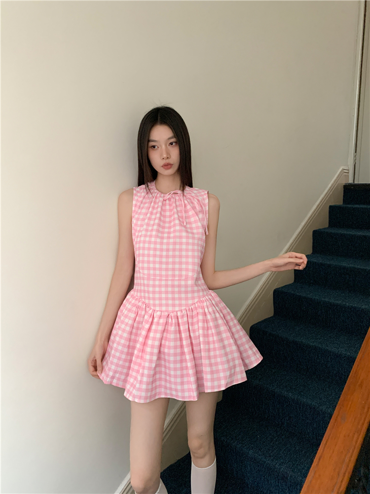 Sweet slim romantic pink refreshing dress for women