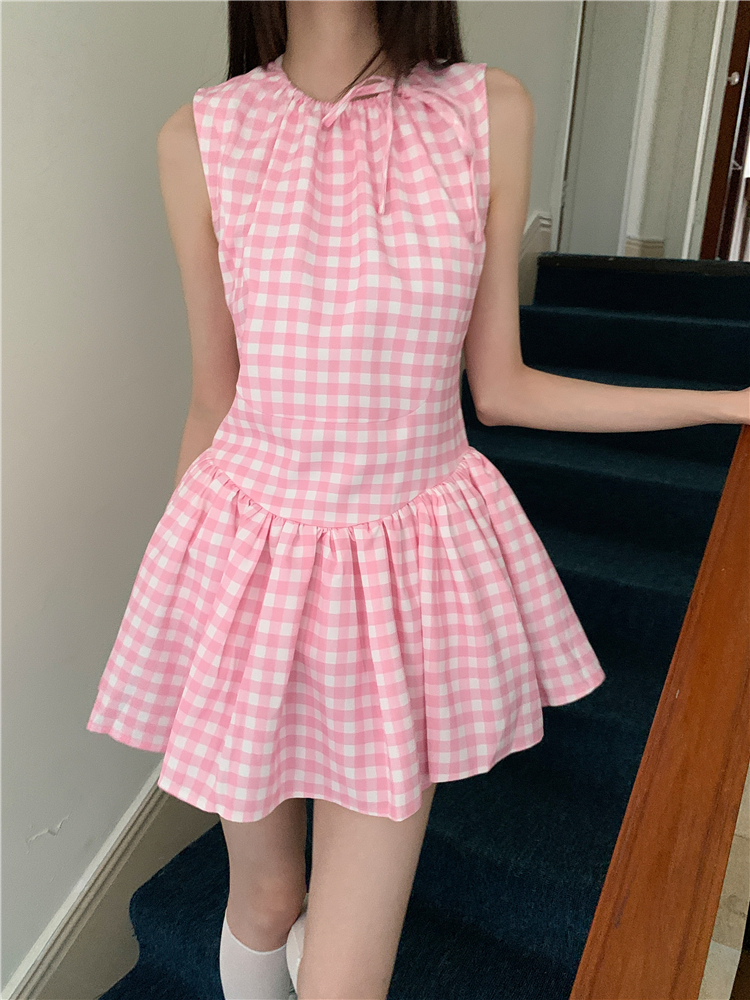 Sweet slim romantic pink refreshing dress for women