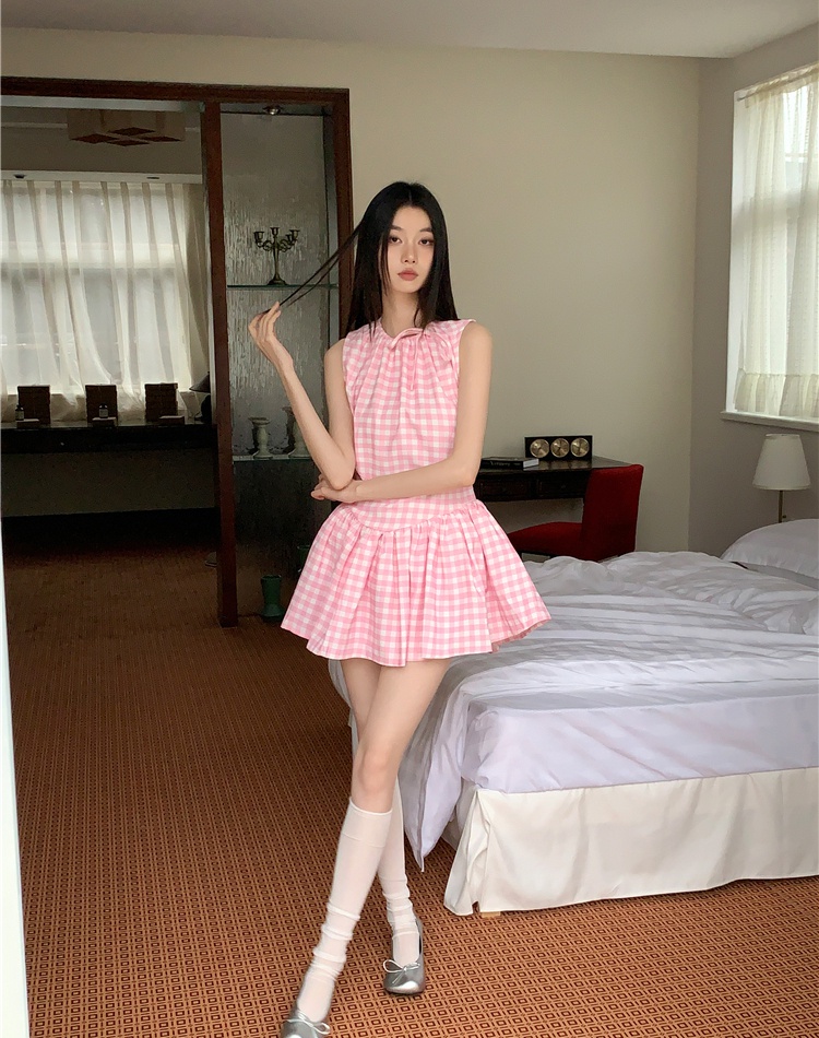 Sweet slim romantic pink refreshing dress for women