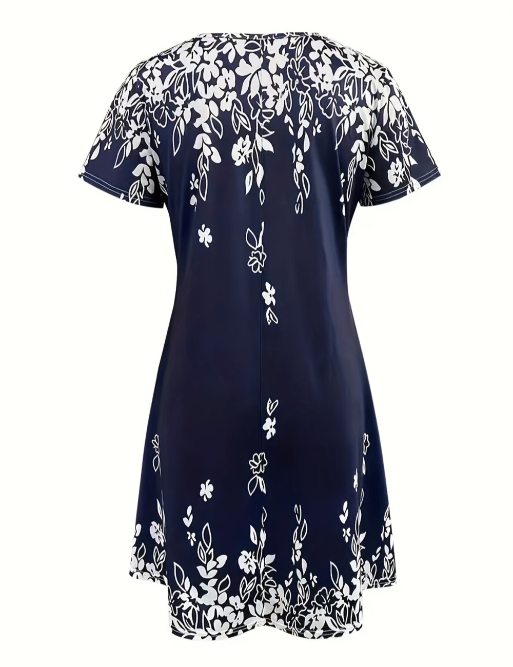 A-line lady summer printing short sleeve pullover dress