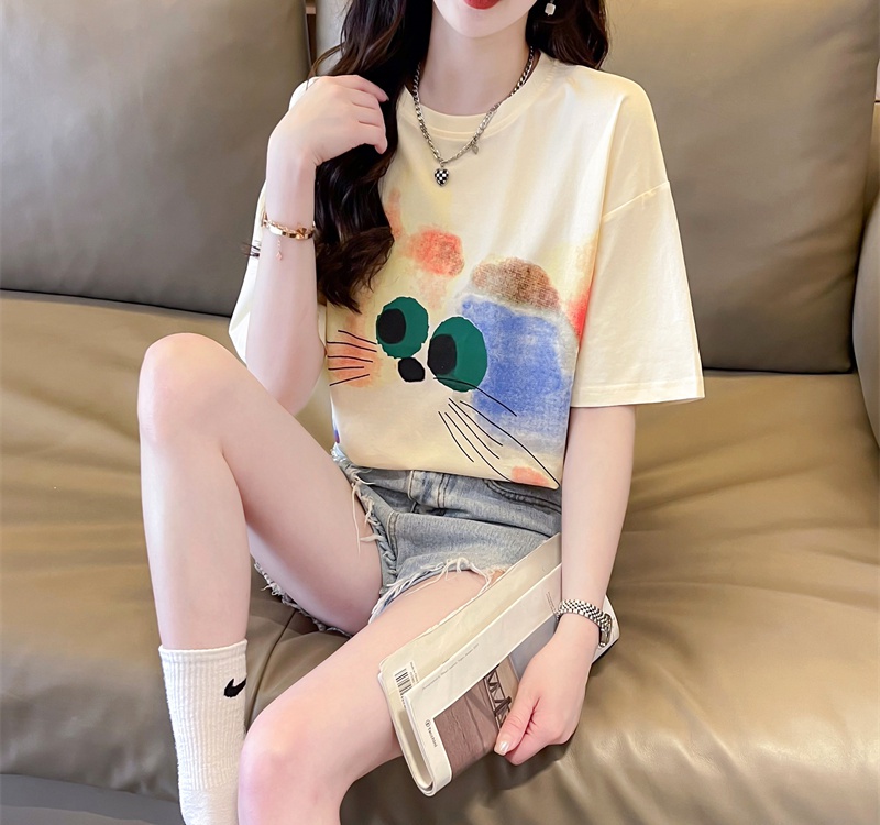 Casual niche tops all-match pure cotton T-shirt for women