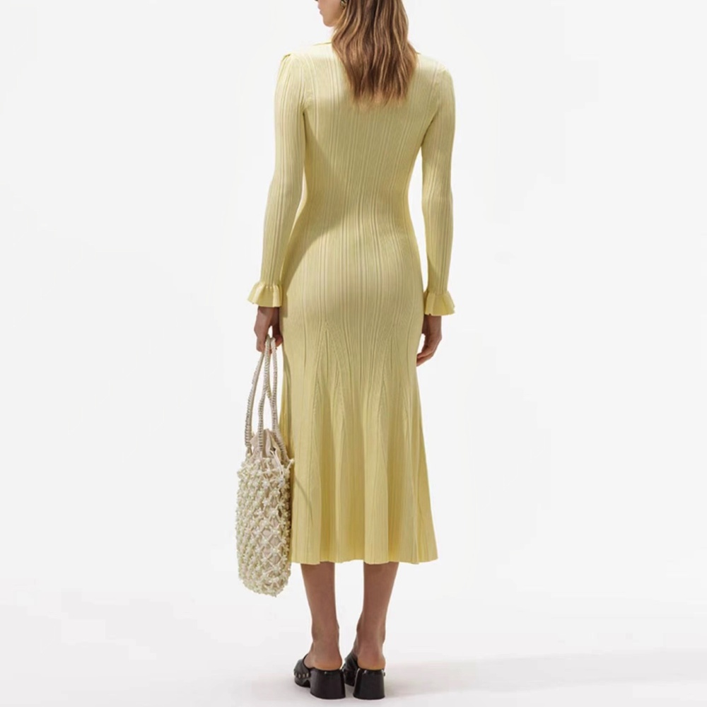 Pinched waist temperament long sleeve France style dress