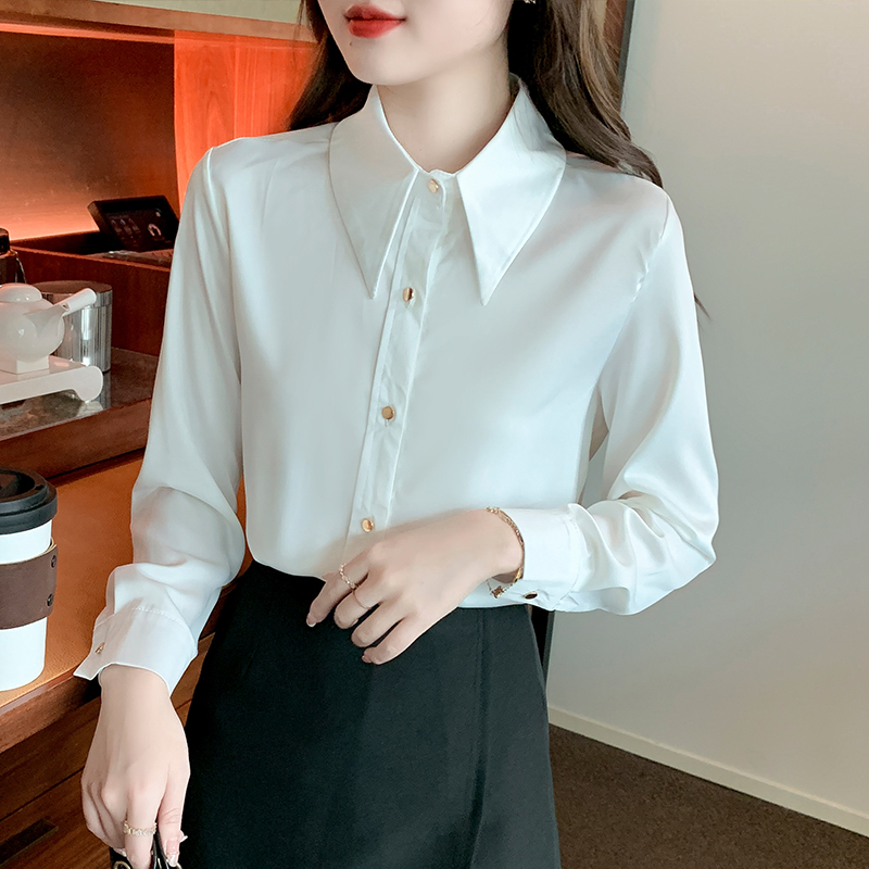 Autumn simple shirt long sleeve chiffon shirt for women