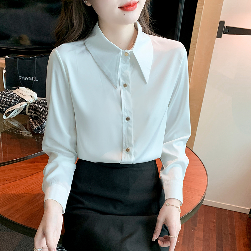 Autumn simple shirt long sleeve chiffon shirt for women