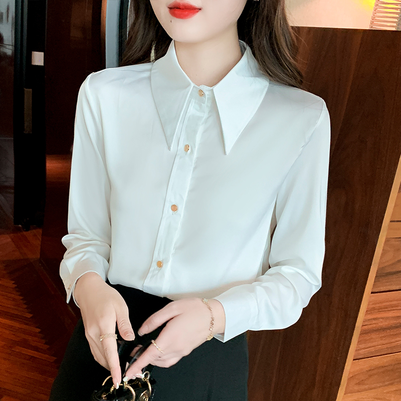 Autumn simple shirt long sleeve chiffon shirt for women