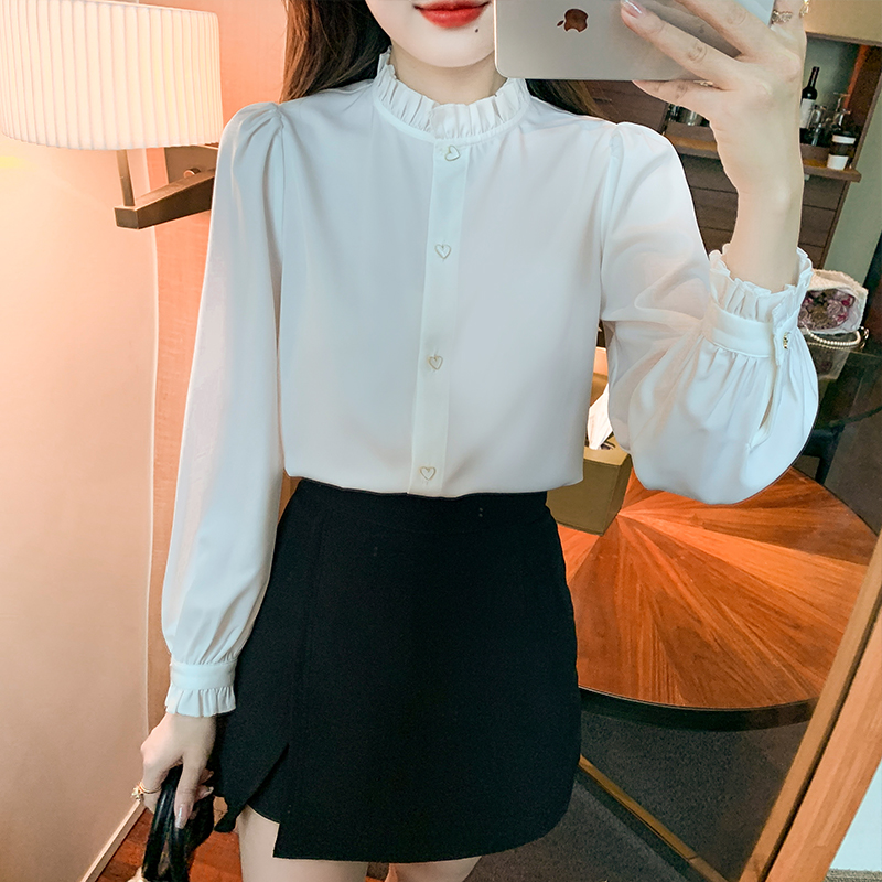 Autumn tops France style chiffon shirt for women