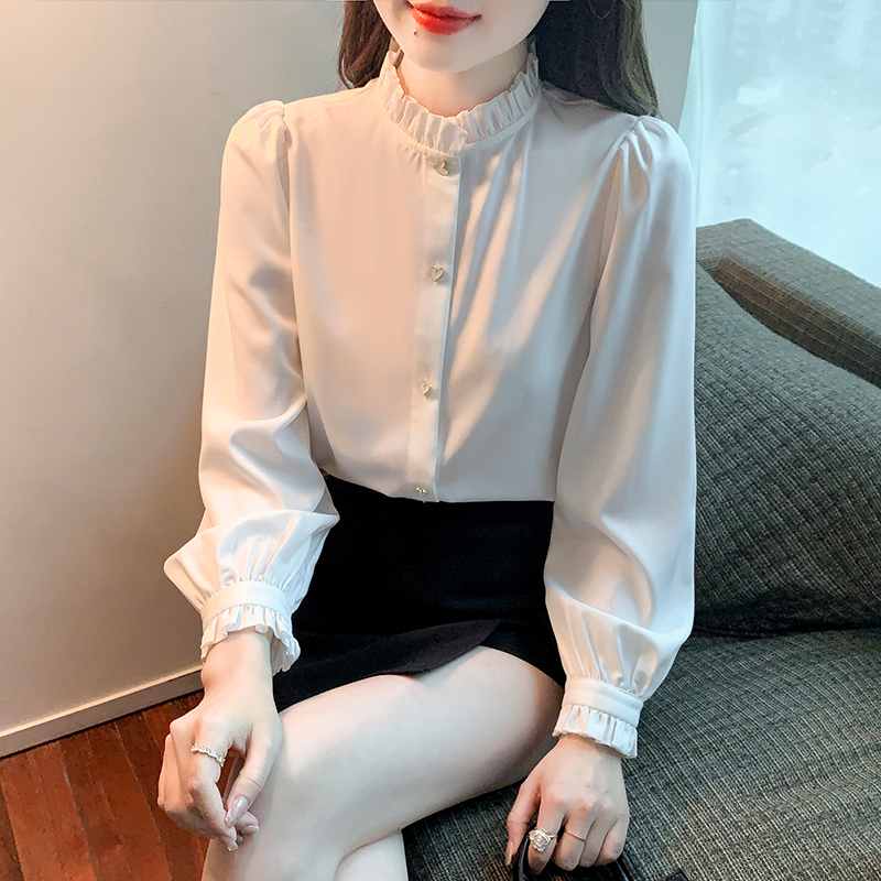 Autumn tops France style chiffon shirt for women