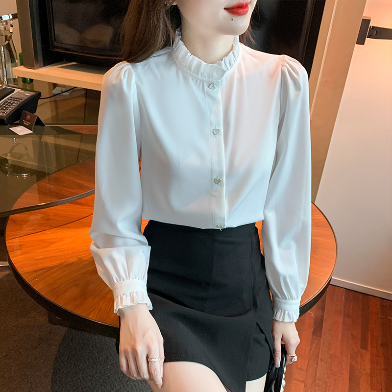 Autumn tops France style chiffon shirt for women