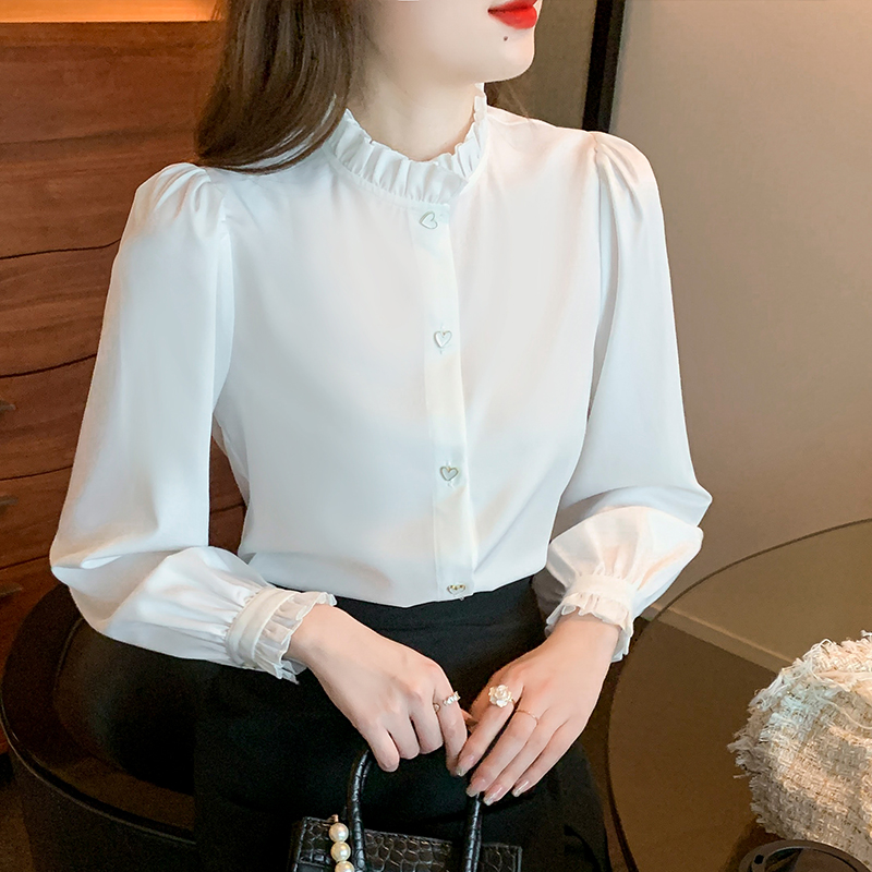 Autumn tops France style chiffon shirt for women