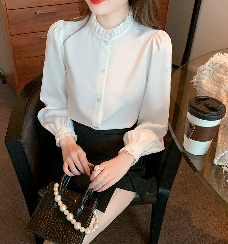 Autumn tops France style chiffon shirt for women