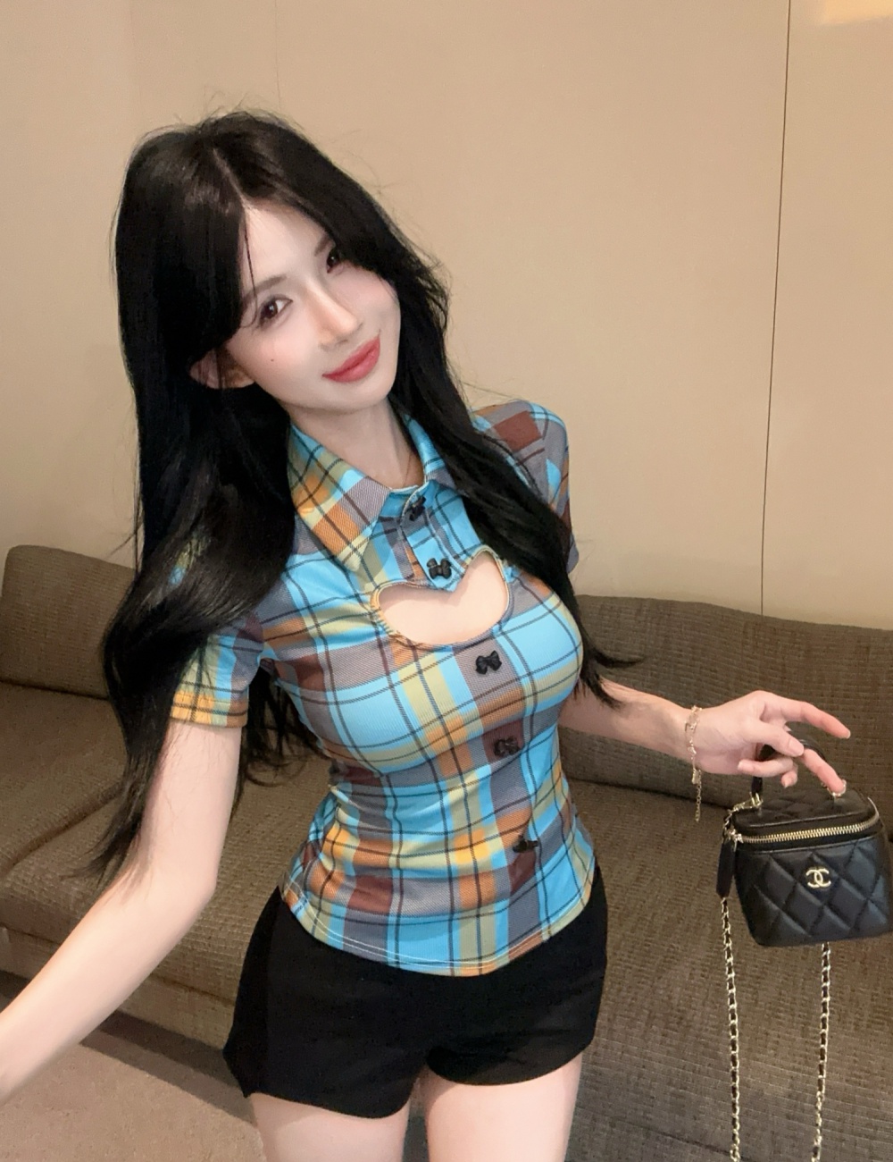 Fashion stripe tops short sleeve shirt for women