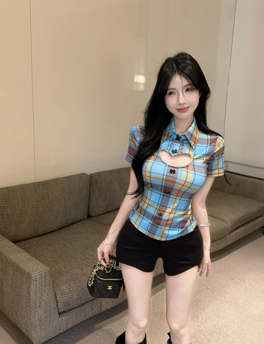 Fashion stripe tops short sleeve shirt for women