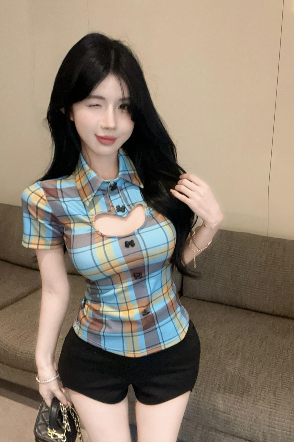 Fashion stripe tops short sleeve shirt for women