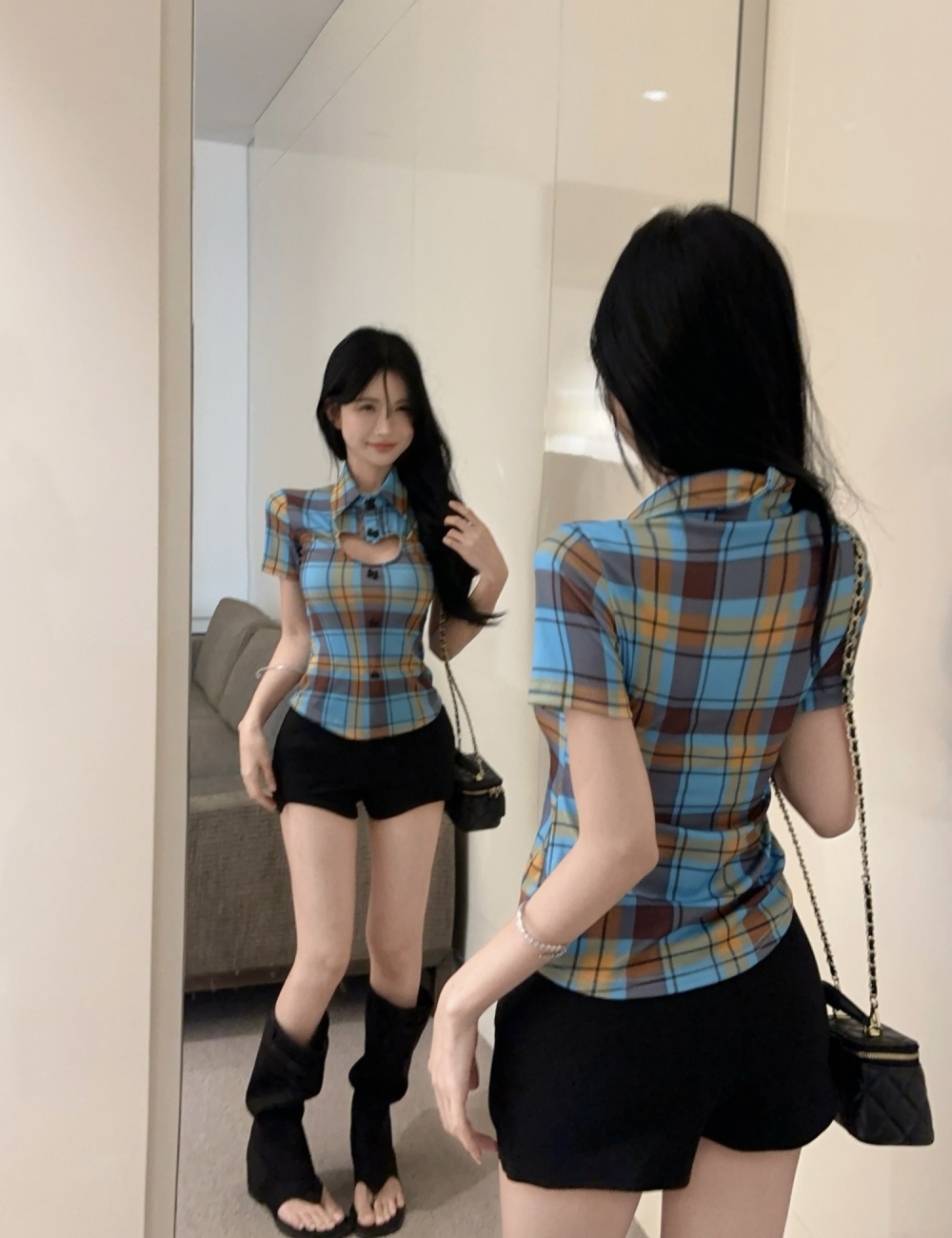 Fashion stripe tops short sleeve shirt for women