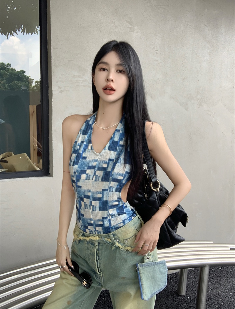 Slim mixed colors vest beauty back sling tops