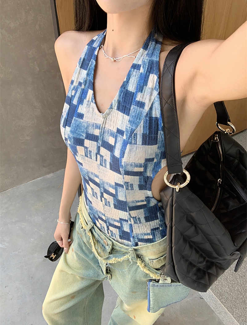 Slim mixed colors vest beauty back sling tops