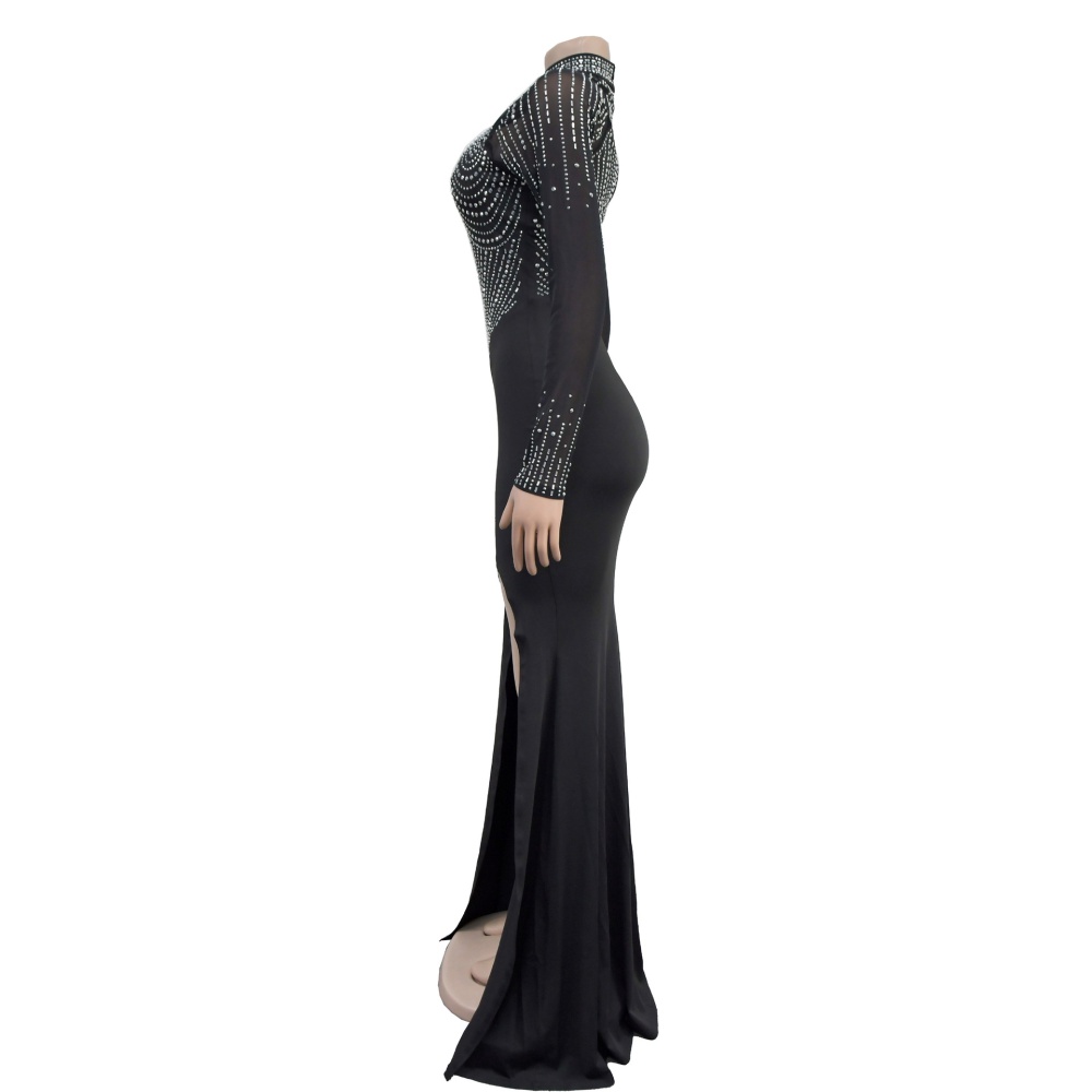 Gauze fashion long dress European style rhinestone dress