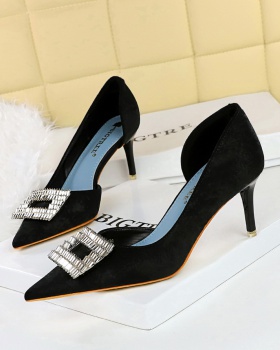 Low fashion banquet fine-root rhinestone buckle shoes