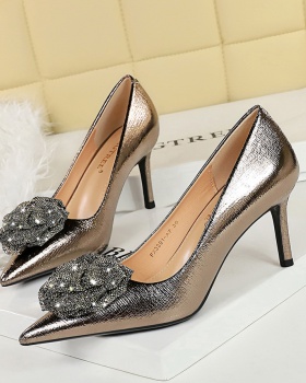 Rose high-heeled shoes rhinestone shoes for women