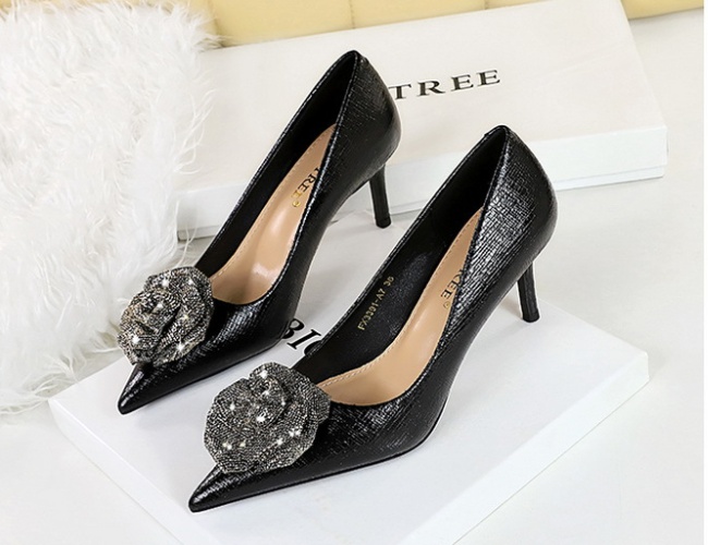 Rose high-heeled shoes rhinestone shoes for women