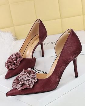 Fine-root pointed high-heeled shoes banquet floral shoes