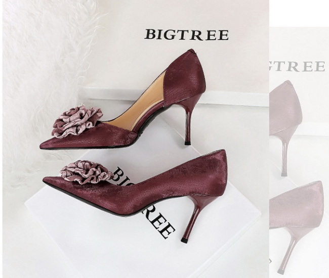 Fine-root pointed high-heeled shoes banquet floral shoes