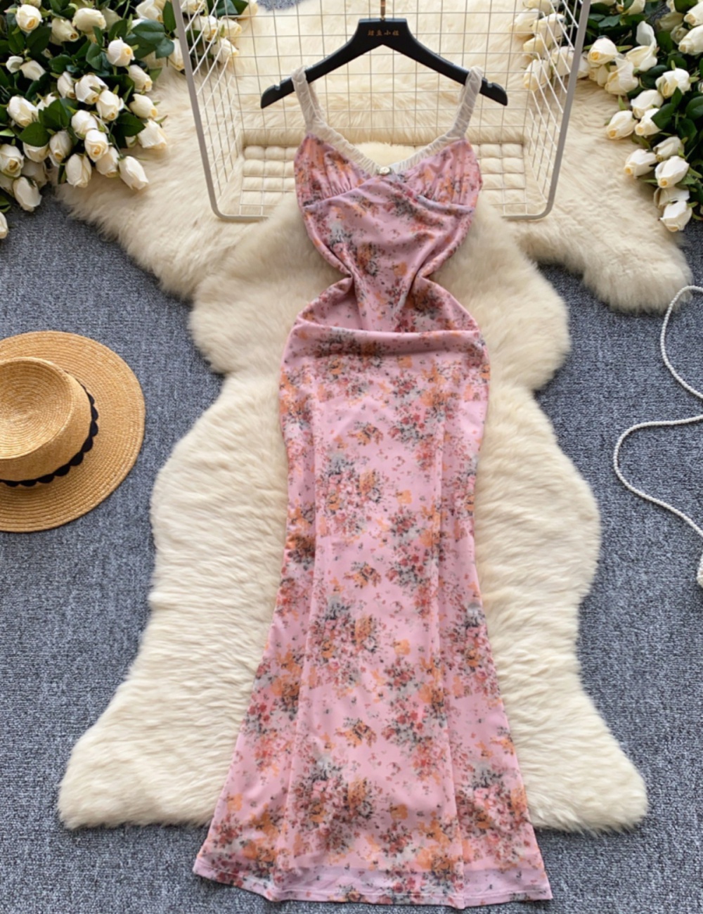 Summer floral dress tender France style long dress for women