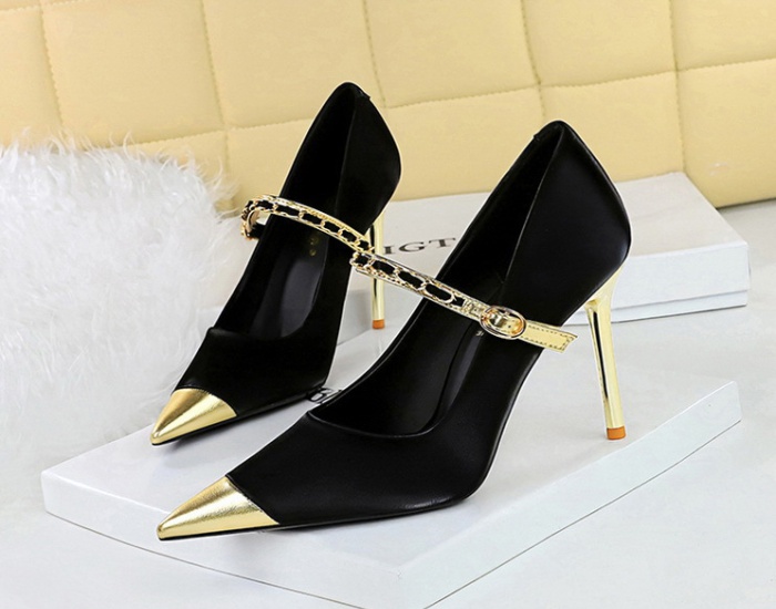 High-heeled low high-heeled shoes metal chain shoes for women