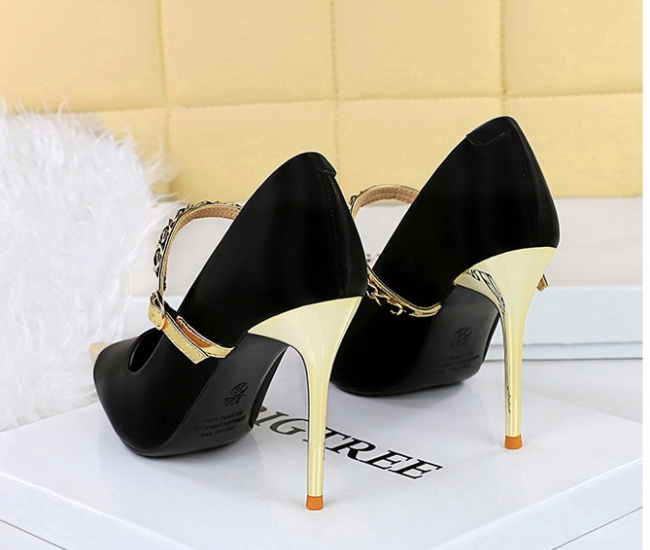 High-heeled low high-heeled shoes metal chain shoes for women