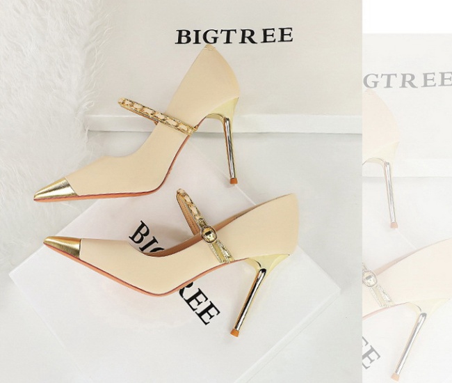 High-heeled low high-heeled shoes metal chain shoes for women