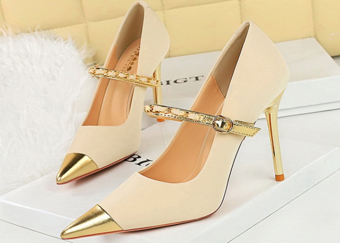 High-heeled low high-heeled shoes metal chain shoes for women