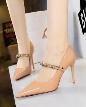Low pointed high-heeled shoes chain shoes for women
