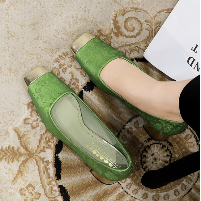 Light luxury thick satin low shoes for women