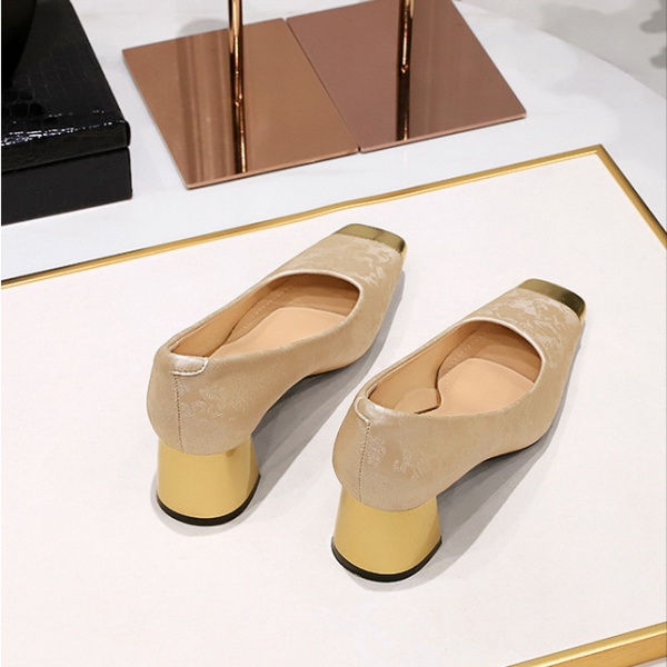 Light luxury thick satin low shoes for women