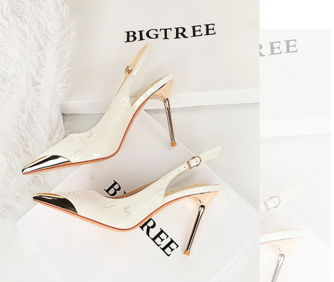 Pointed shoes metal high-heeled shoes for women