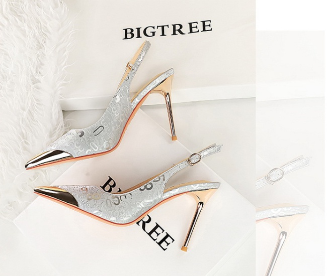 Pointed shoes metal high-heeled shoes for women