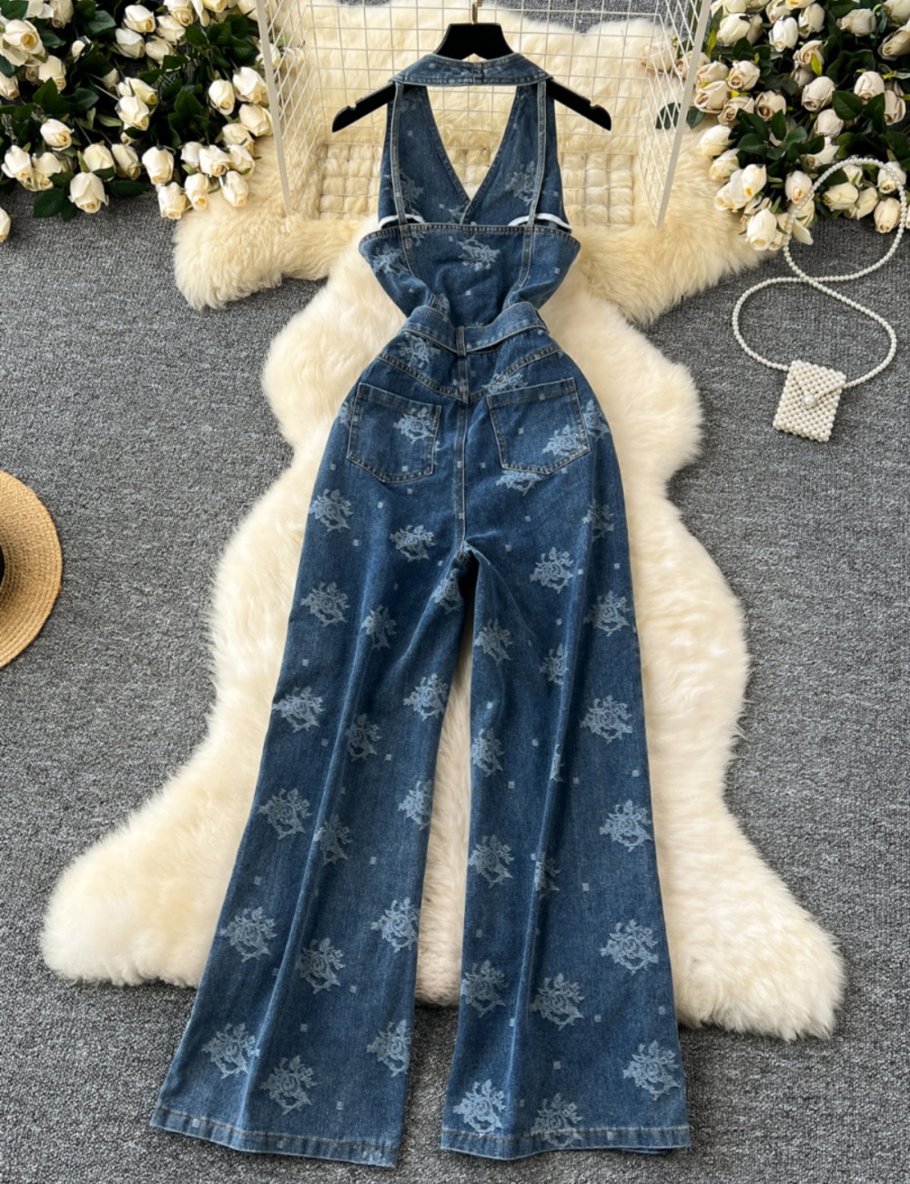 Halter slim jumpsuit high waist long pants for women