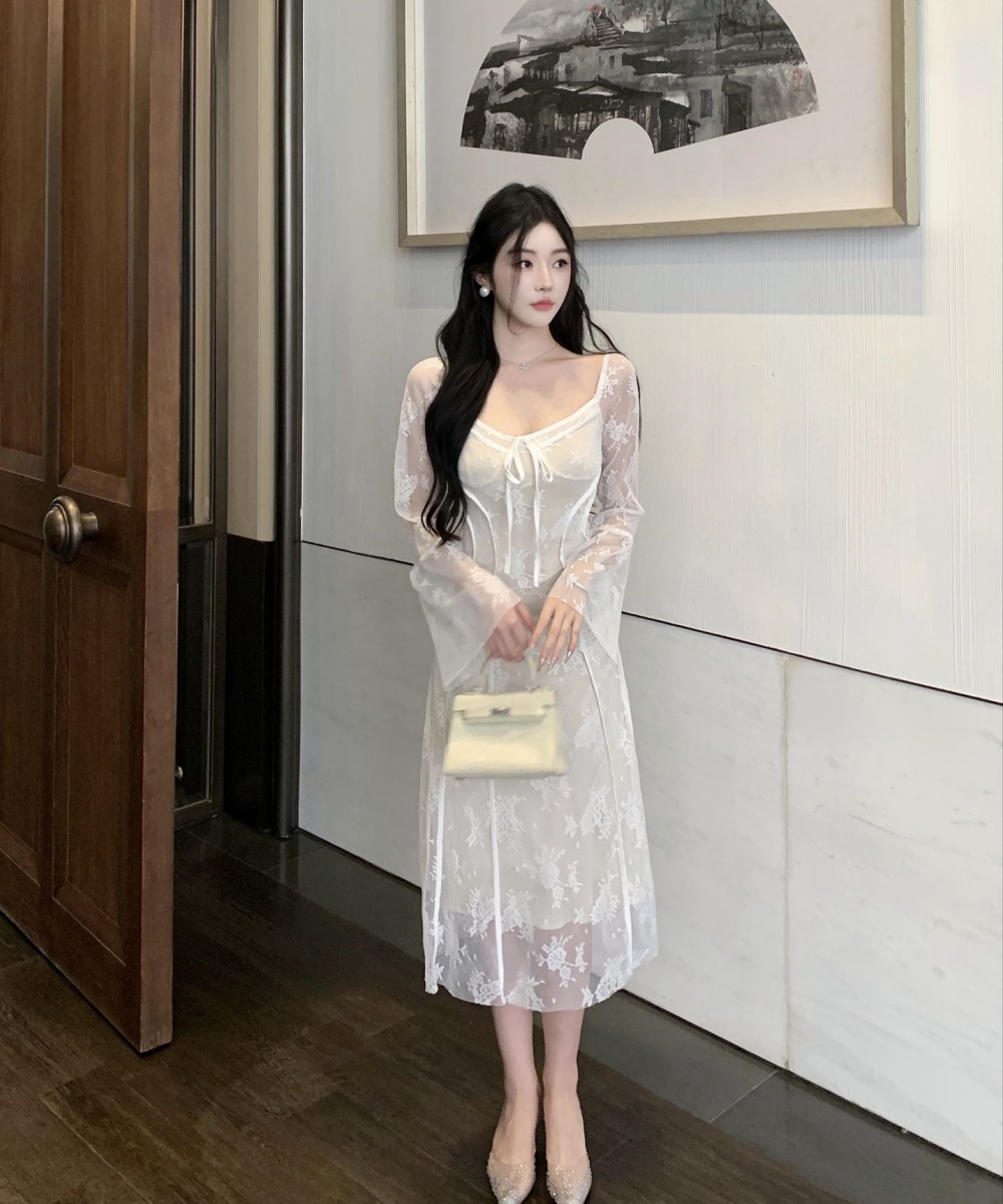 Mermaid autumn and winter dress gauze long dress for women