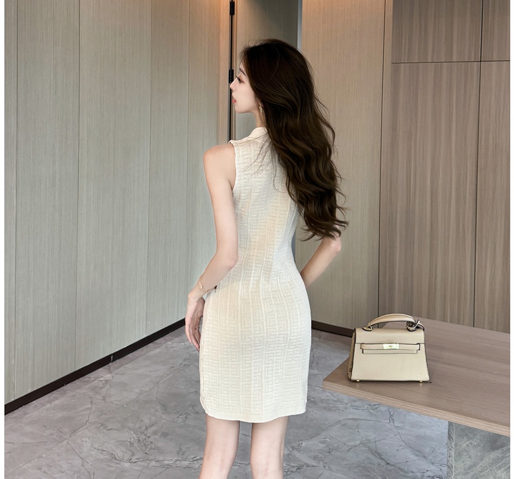 Package hip slim ladies chanelstyle white knitted dress