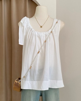Chouzhe bow bandage loose pure summer show young tops