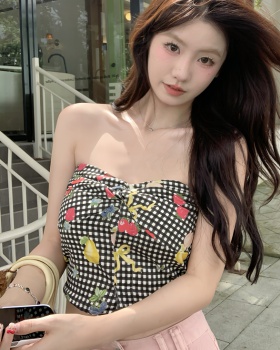 Summer slim spicegirl tops plaid printing vest for women